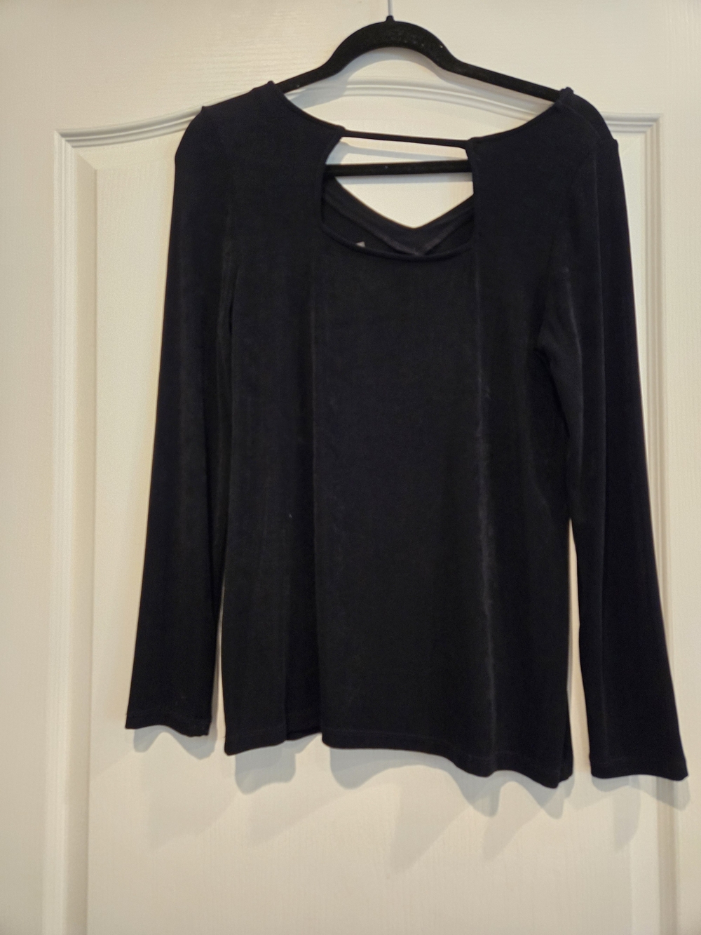 Black Long-Sleeve Top with Back Cutout Detail